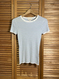 T-shirt Rayé Blanc et Bleu