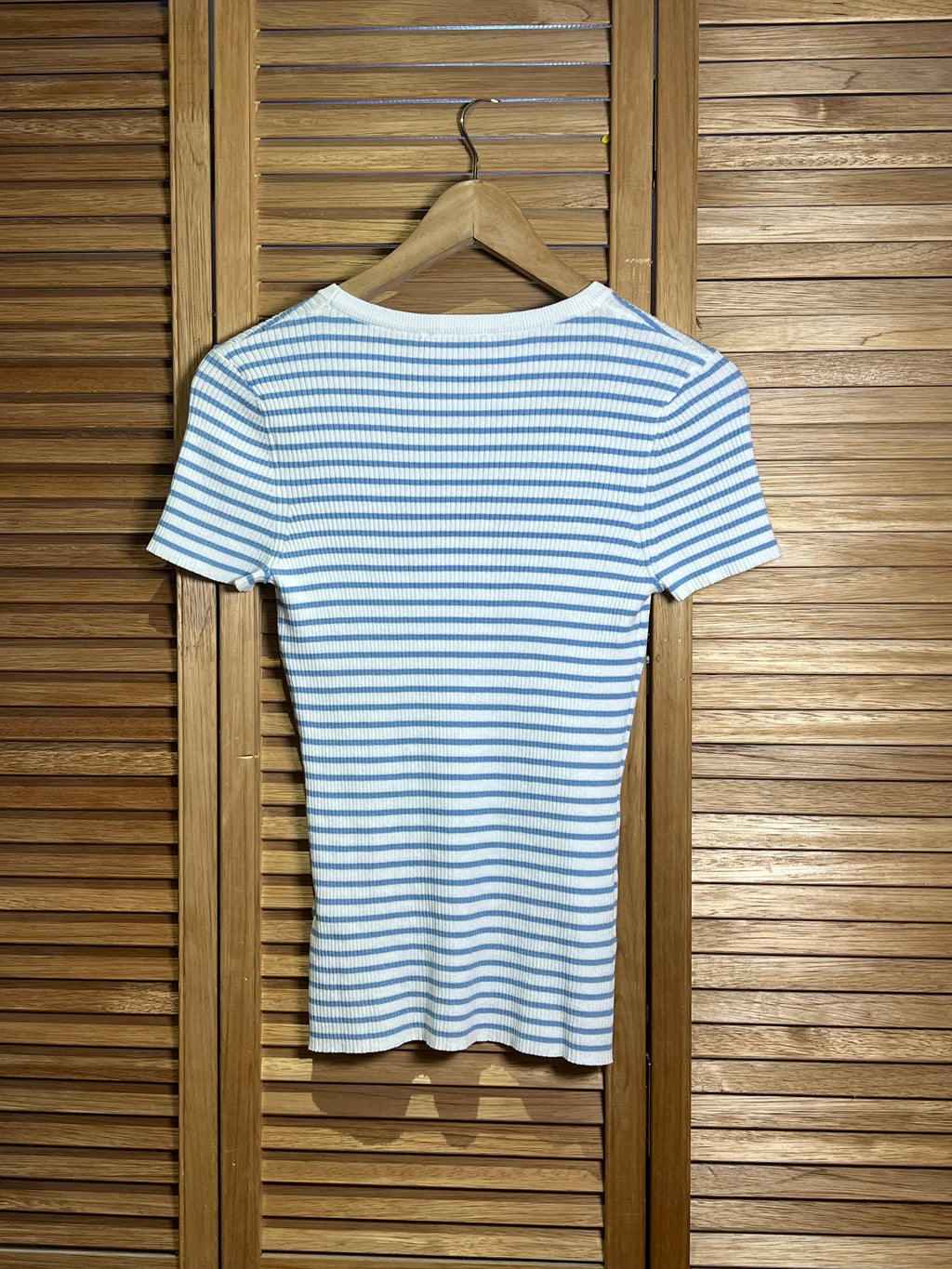 T-shirt Rayé Blanc et Bleu